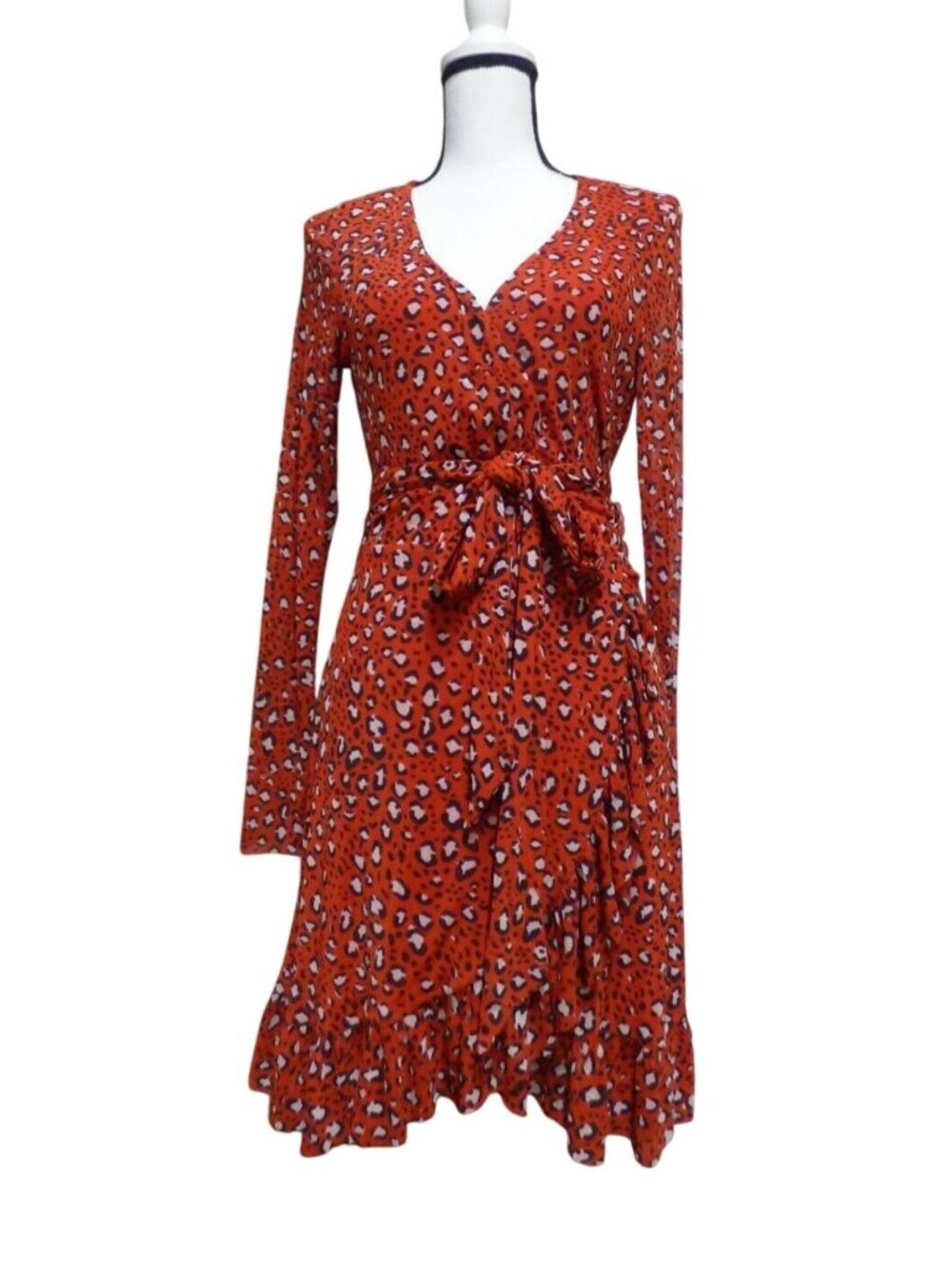 Sanctuary Emma Ruffled Wrap Dress, Red, Size M - Picture 6 of 11